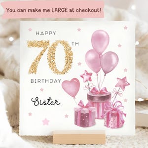 Sister 70th Birthday Presents Card, Personalised Sister Birthday Card, Sister Seventieth Birthday Card, Sister Turns 70 Card