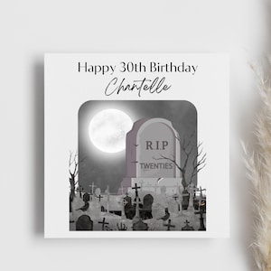 RIP carte 30e anniversaire des années 20, carte d'anniversaire personnalisée, cadeau 30 ans, carte d'humour drôle, carte 30e cimetière, joyeux 30e anniversaire