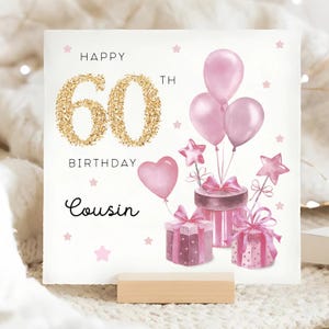 Cousin 60th Birthday Presents Card, Personalised Cousin Birthday Card, Cousin Sixtieth Birthday Card, Cousin Turns 60 Card, Cousin Birthday