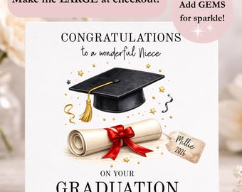 Biglietto di auguri per la laurea della nipote (2026), biglietto di congratulazioni per la nipote, biglietto di laurea personalizzato, biglietto di auguri per la nipote (brava!).
