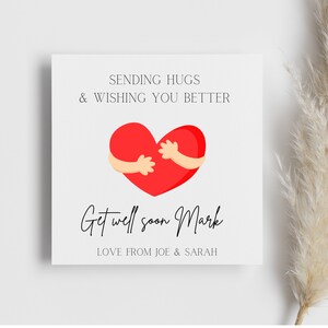 Carte de rétablissement personnalisée, envoyer des câlins, nous souhaiter un meilleur amour, cadeau en cas de maladie, carte pour un prompt rétablissement, envoyer de l'amour