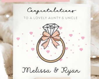 叔母と叔父の婚約カード、パーソナライズされた叔母と叔父の婚約カード、叔母が婚約したカード、叔母が婚約したカード、お二人へのお祝いカード