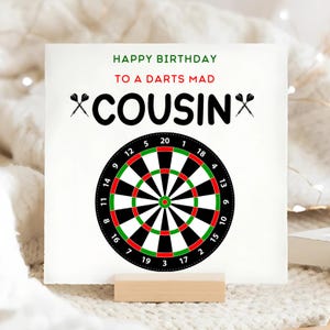 Cousin Dart Mad Birthday Card, Personalised Cousin Dart Card, Dart Player Card, For His Birthday, From Your Cousin Card, Gift For Cousin