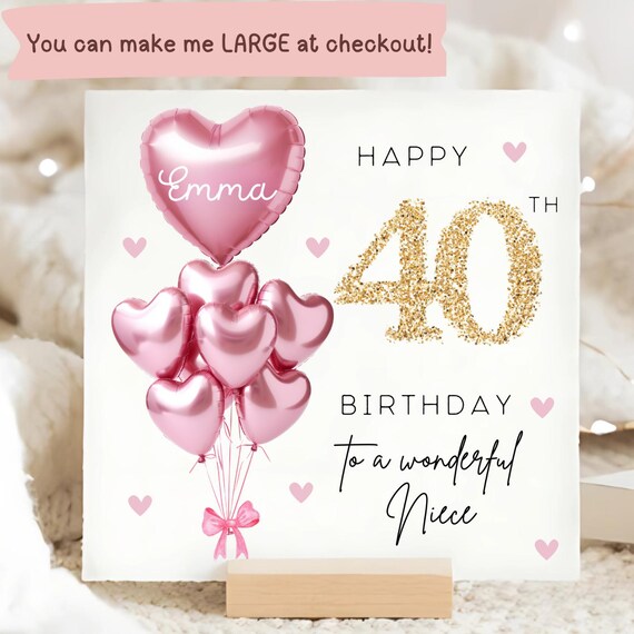 Handgemachte Geburtstagskarte Zum 40. – „Wishing You A Wonderful Birthday Gorgeous Niece“, 16x16 Cm, Mit Strass