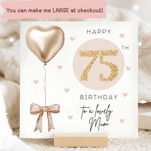 Mum 75th Gold & Beige Birthday Card, Personalised Mum 75th Card, Mum Is Seventy-Five Card, Mummy Seventy-Fifth Birthday Card, Mammy 75th