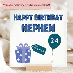 Carte de joyeux anniversaire neveu, carte d'anniversaire neveu personnalisée, cadeau d'anniversaire neveu, carte d'anniversaire ballon bleu-vert, âge personnalisé