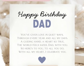 Dad Poem Birthday Card, Happy Birthday Dad Card, Heartfelt Dad Birthday Card, Special Words Dad Birthday Card, Happy Birthday Daddy Gift