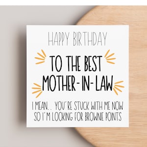 Meilleure belle-mère, belle-mère, belle-mère, carte d'humour drôle, points de brownie, anniversaire de belle-famille, carte de belle-famille, carte de parent