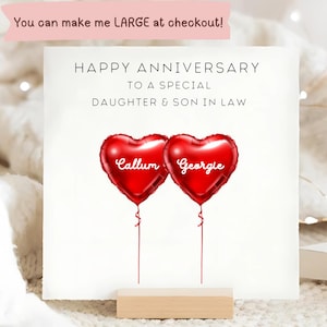 Daughter & Son In Law Anniversary Card, Personalised Anniversary Card, Daughter and Son In Law Personalised, Wedding Anniversary, Couple