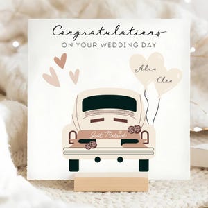Wedding Day Car Card, Personalised Wedding Day Card, Heart Balloons Wedding Card, Special Friends Wedding, Special Couple, On Your Big Day