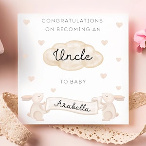 Félicitations pour votre invitation à devenir un oncle, carte nouveau-né neveu, carte personnalisée nouvel oncle, nouveau-né garçon, nouveau-né fille