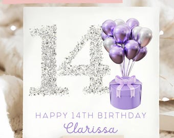 DEGASKEN Tarjeta De Cumpleaños Número 14 Para Sobrina, Regalos De Feliz Cumpleaños Para Sobrina De 14 Años, Decoraciones De Cumpleaños Para Niñas, Tarjeta De Cartera Grabada Personalizada