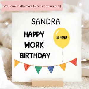 Carte d'anniversaire de travail personnalisée, carte de collègue, cadeau de collègue, carte d'ancienneté, carte de patron, carte d'année de collègue, bureau