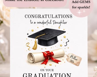 Daughter Graduation 2026 Card, Congratulations Daughter Card, Personalised Graduation Card, Well Done Daughter Card