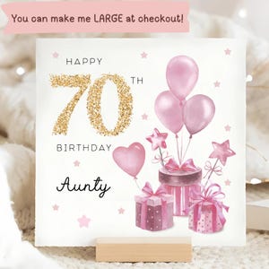 Carte cadeau tante 70e anniversaire, carte d'anniversaire tante personnalisée, carte d'anniversaire tante soixante-dixième anniversaire, carte tante fête ses 70 ans, belle carte tante