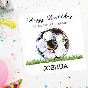 Stepson Footballer Birthday Card, Personalised Football Card, Happy Birthday Stepson, Son Football Birthday Card, Gift for Stepson, Sports