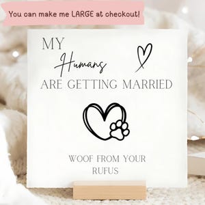 Carte personnalisée de votre animal de compagnie, mes humains se fiancent et se marient, de votre chien, de votre chat, carte douce, carte de félicitations