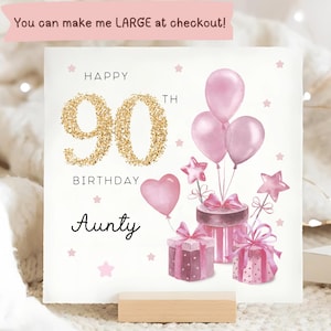Carte de cadeau d'anniversaire de tante 90e, carte d'anniversaire de tante personnalisée, carte d'anniversaire de tante quatre-vingt-dixième, carte tante fête ses 90 ans, belle carte tante