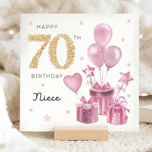 Carte cadeau nièce 70e anniversaire, carte d'anniversaire nièce personnalisée, carte d'anniversaire nièce soixante-dixième, carte de 70 ans nièce, belle nièce