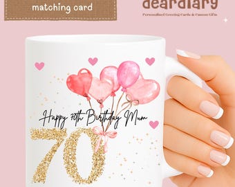 Biglietto di auguri di compleanno personalizzato in oro rosa - Numero floreale femminile - Qualsiasi età - 18°, 21°, 30°, 40°, 50°, 60°, 70°, 80°, 90°, 100° BC76 - Italia