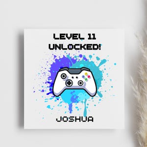 Level Unlocked Gamer Birthday Card Personalised, For him, Grandson, Son, His Birthday card, Card For Him, Controller Card, Level Unlocked