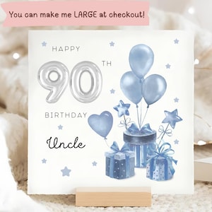Oncle 90e anniversaire présente carte, carte d'anniversaire oncle personnalisée, carte d'anniversaire oncle quatre-vingt-dixième, oncle fête ses 90 ans, belle oncle