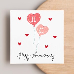 Personalised Happy Anniversary Heart Balloon Card, To You Both Card, Happy Couple, Anniversary Card, Years Together, Wedding Anniversary