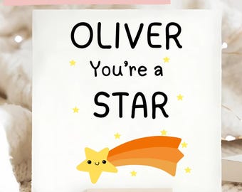 Personligt "You're a Star"-kort, bra gjort-present, grattiskort, examenskort, kort för att slutföra prov, barnkort, familjekort, vänpresent