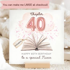 Niece Chapter 40 Birthday Card, Personalised Niece 40th Card, Niece Fortieth Birthday Card, Niece Pink 40 Birthday, Lovely Niece Birthday