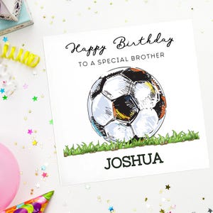 Carte d'anniversaire personnalisée football frère, carte de footballeur, carte spéciale frère, cadeau frère joyeux anniversaire, carte de sport, sport de ballon