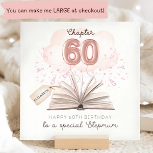 Stepmum Chapter 60 Birthday Card, Personalised Stepmum 60th Card, Stepmum Sixtieth Birthday Card, Mum Pink 60 Birthday Card