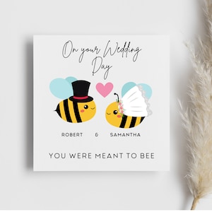 Personalised Wedding Day Meant to Bee, for you both, on your special day gift, wedding gift, cute bee card, happy couple gift, marriage