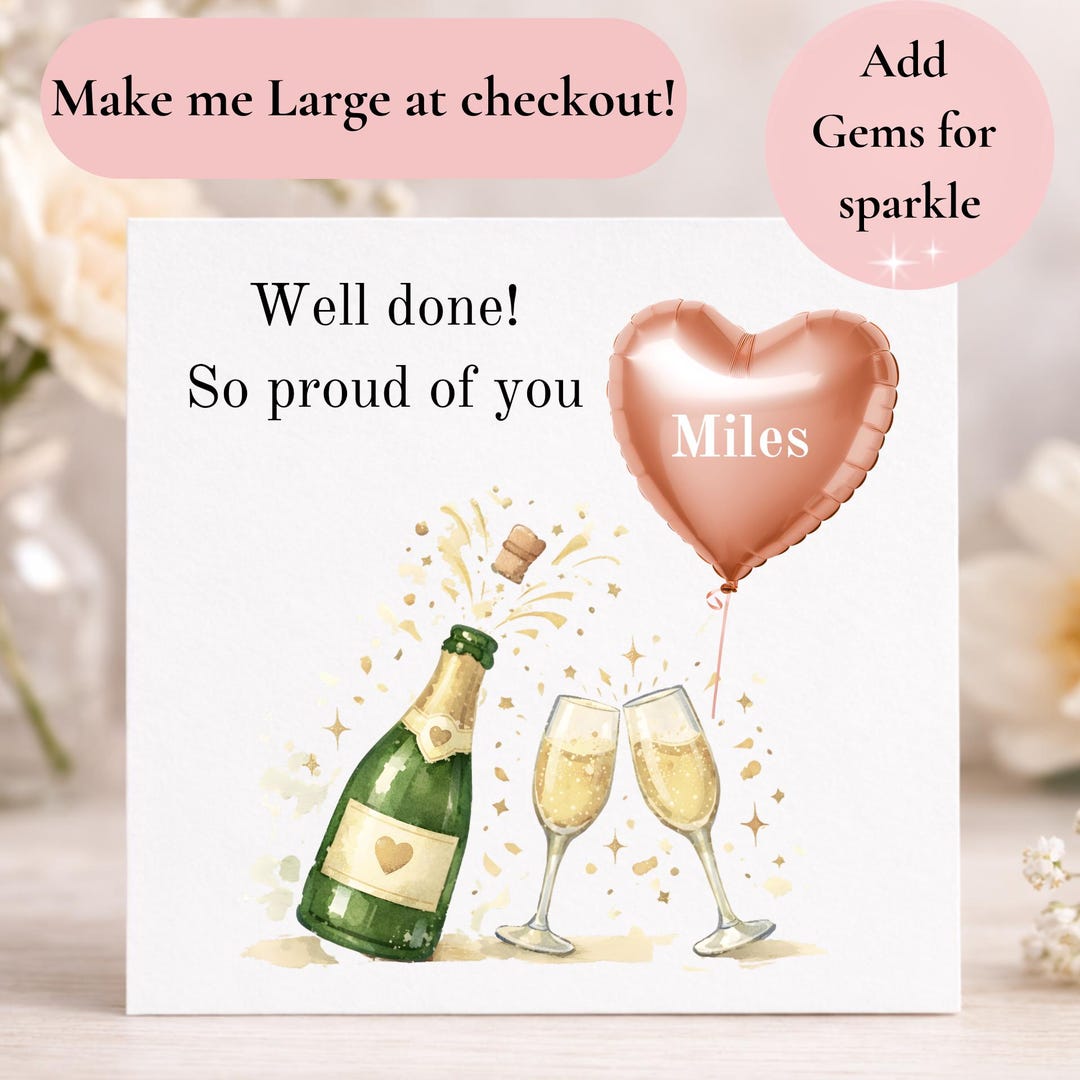 Well Done so Proud of You Card, Champagne Celebration Card ...