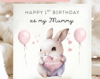 Geburtstagskarte Zum 1. Geburtstag Für Enkelin - Mit Süßem Kaninchen-Motiv, Rosa
