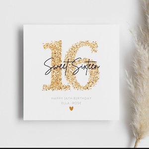 Carte personnalisée Sweet Sixteen Birthday, cadeau pour 16 ans, carte pour elle, carte pour seizième, fille et petite-fille, soeur amie