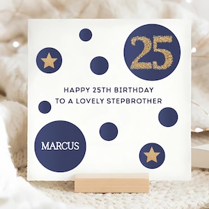 Beau-frère 25e carte d'anniversaire bleu et or, carte d'anniversaire personnalisée beau-frère 25, beau-frère vingt-cinquième carte d'anniversaire, frère a 25 ans