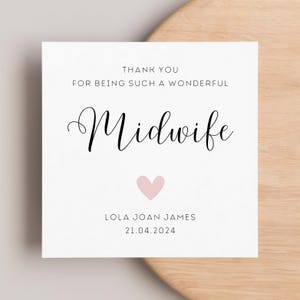Carte personnalisée de remerciement sage-femme, carte pour nouveau-né, carte de remerciement pour infirmières, cadeau pour ma sage-femme, pour elle, NHS, carte de remerciement, merci