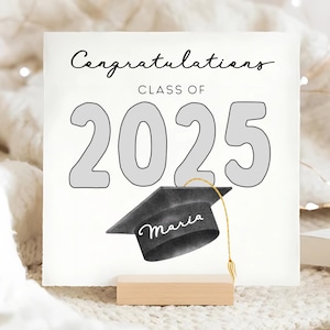Carte de félicitations pour l'obtention du diplôme 2025, carte de remise de diplôme personnalisée, carte de félicitations, carte personnalisée de mortier, cadeau pour l'obtention du diplôme