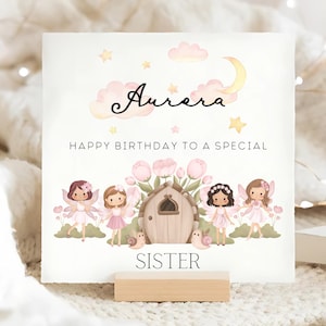 Sister Fairy Birthday Card, Personalised Sister Card, Fairy Sister Card, Daughter Child Card, Happy Birthday To Her, Cute Princess, Sis