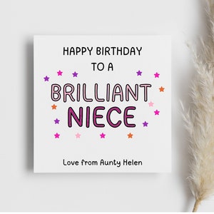 Brillante carte d'anniversaire de nièce, carte personnalisée, de carte de tante, de carte d'oncle, cadeau pour nièce, pour elle, joyeux anniversaire à sa carte