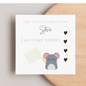 Désolé drapeau blanc et carte de souris, cadeau vraiment désolé, carte d'excuses, excuses, j'ai foiré la carte, carte significative, carte reconnaissante, spécial