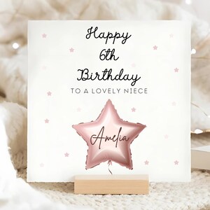 Carte d'anniversaire personnalisée nièce 6e étoiles roses, 6e carte nièce, nièce aura 6 ans, nièce a 6 ans, nièce sixième anniversaire