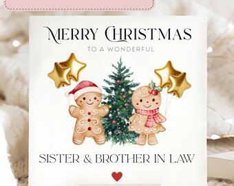 Sister & Brother In Law Christmas Card, Personalised Couple Xmas Card, Gingerbread Couple Card, Sister and Husband Personalised Card