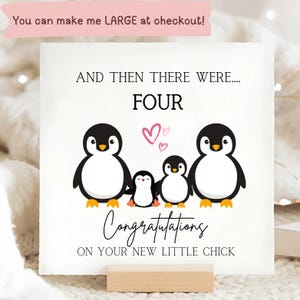 and then there were four - new baby card, congratulations card, new addition card, gift for new parents, newborn baby, complete family card