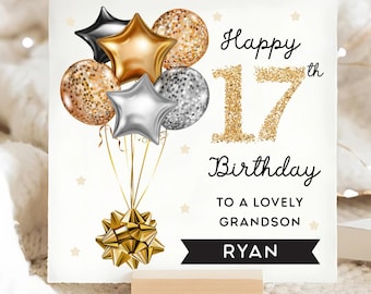 Grandson 17th Birthday Card - Modern Stars Design - Special