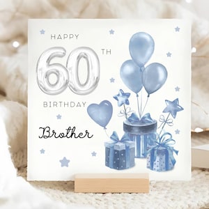 Carte cadeau frère 60e anniversaire, carte d'anniversaire frère personnalisée, carte soixantième anniversaire frère, carte frère 60 ans
