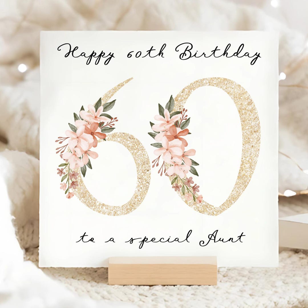 Aunt 60th Birthday Number Card, Personalised 60th Aunty Card, Sixty ...