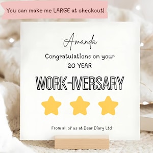 Carte d'anniversaire de travail personnalisée, carte de service, merci, félicitations, collègue, cadeau de la part de nous tous, patron, bureau
