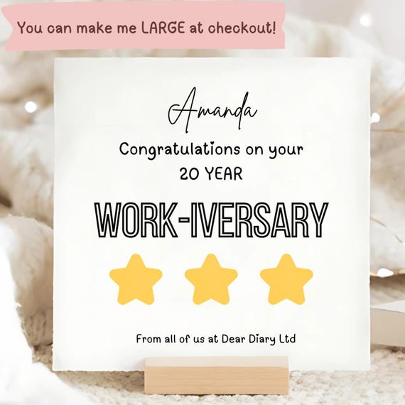 Personalised Work Gems Anniversary card, years service card, thank you, congratulations, coworker, colleague, from all of us gift, boss