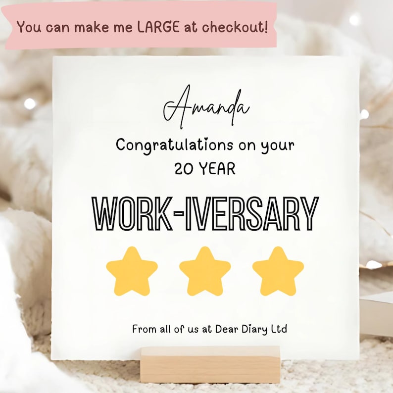 Personalised Work Gems Anniversary card, years service card, thank you, congratulations, coworker, colleague, from all of us gift, boss image 1